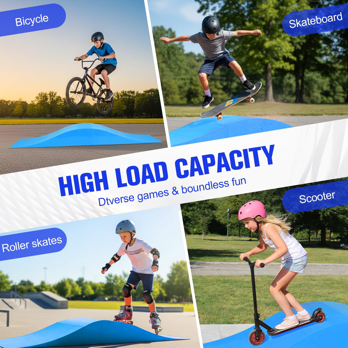 Generic Skate Ramp Track Balance Bike Ramp with 70 Inches Long 330lbs Maximum Weight Capacity for Skateboards Scooter BMX Bikes RC Cars