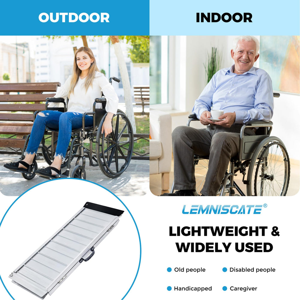 LEMNISCATE 2FT Portable Wheelchair Ramp Aluminum Non-Slip Handicap for Home