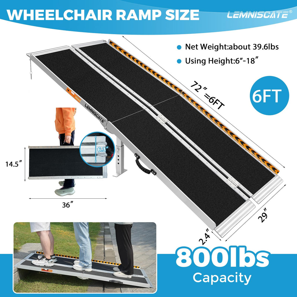 LEMNISCATE 2FT Portable Wheelchair Ramp Aluminum Non-Slip Handicap for Home