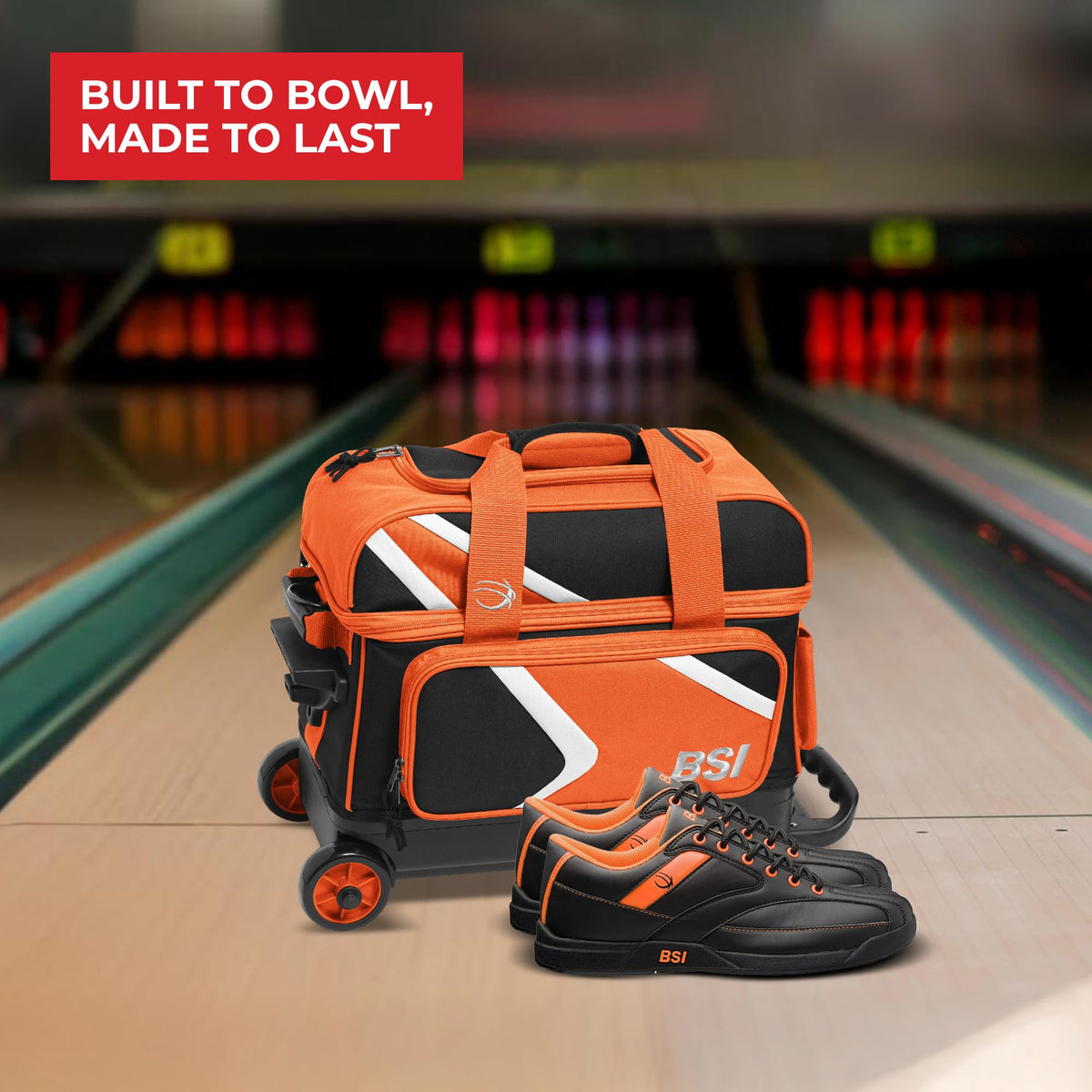 BSI Dash Roller Bowling Bag with Smooth Rolling Wheels, Padded Ball Compartment, Retractable Locking Handle, & Shoe Pocket