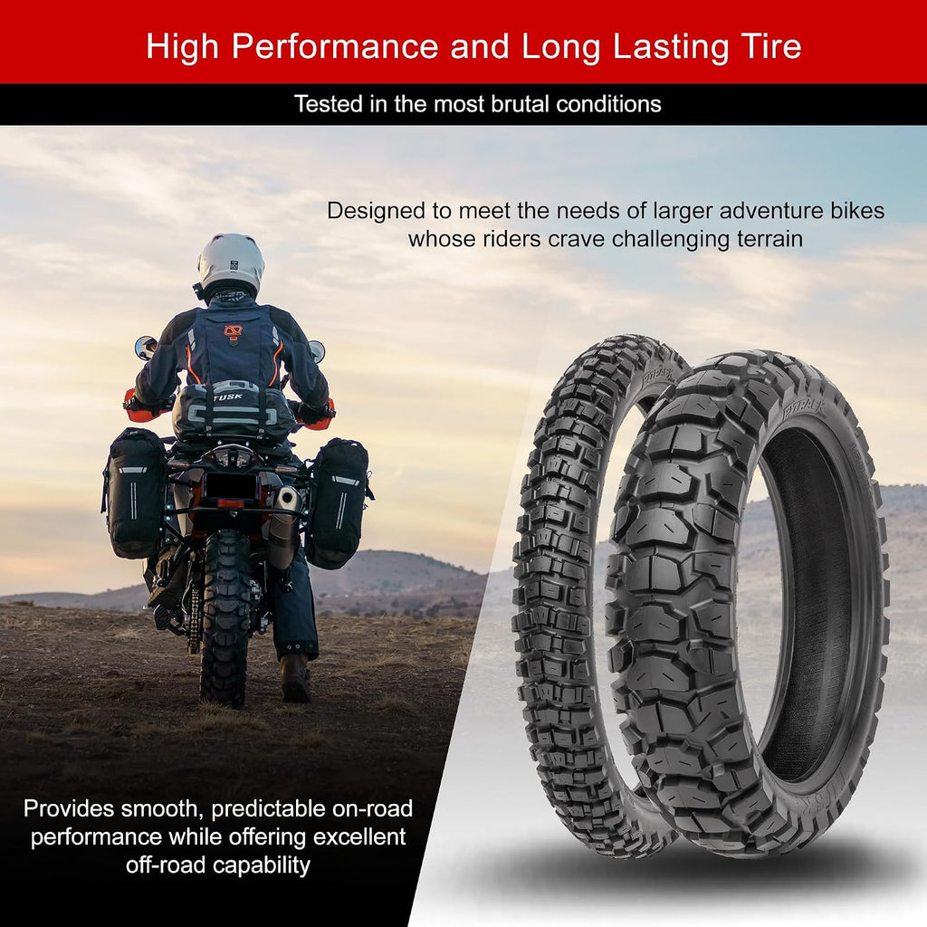 Tusk 2Track Adventure Tire Rear 150/70B-18 (70T) â Dual-Sport Motorcycle Tire, Directional Knobby Tread, Durable Bias Construction, DOT Compliant