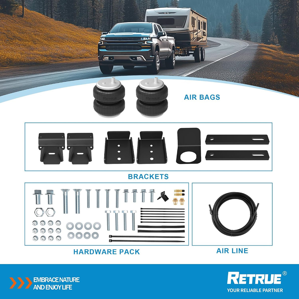 RETRUE Rear Air Bags Suspension Kit Compatible with Silverado Sierra 1500