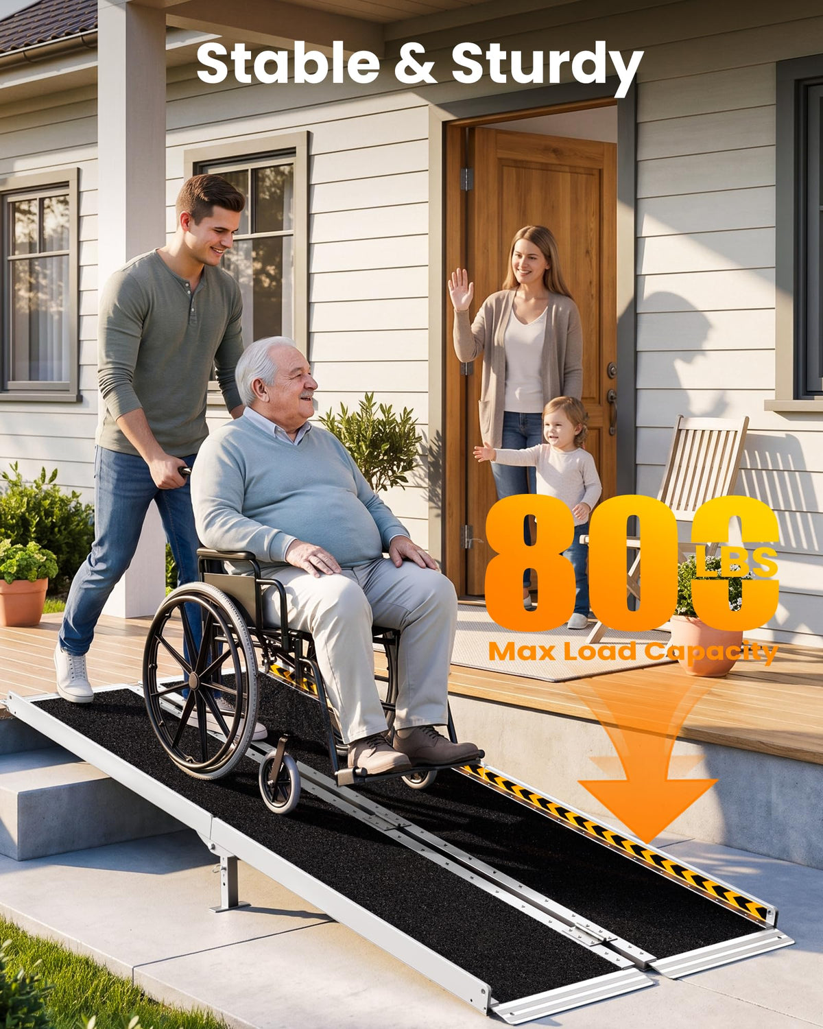 gardhom 10FT Aluminum Ramp for Wheelchair for Home Steps with Support Legs