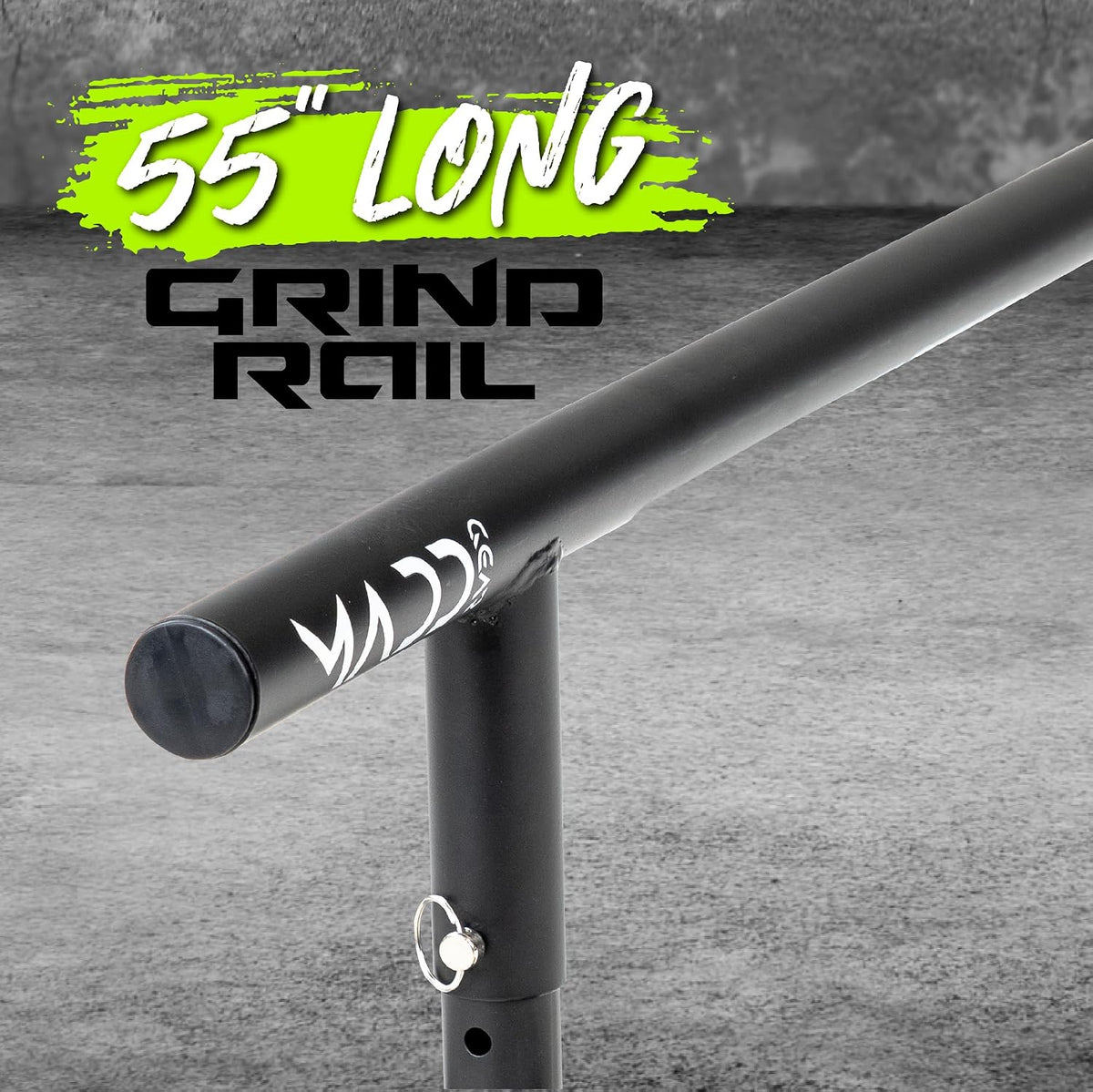 Madd Gear Round Grind Rail for Scooters, Skateboards, Inline Skates â 55" Long, 3-Step Adjustable Height â Durable Heavy-Duty Construction
