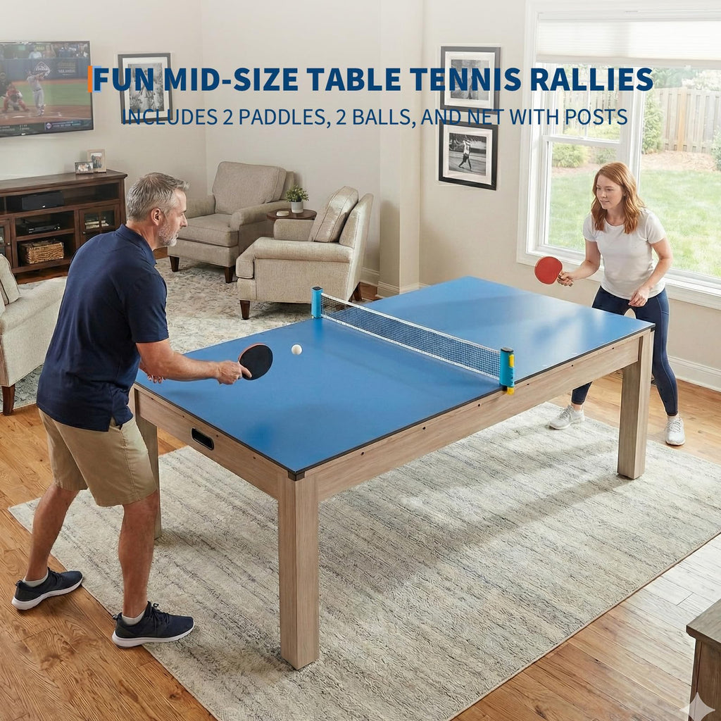 7 ft Pool Table Combo,3 in 1 Pool, Dining, & Table Tennis