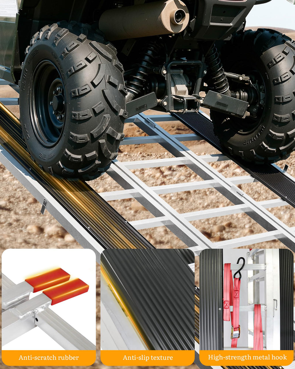 VNN Door Threshold Ramp, Threshold Ramps for Doorways, Ideal Entry Handicap Ramp for Elderly Wheelchairs, Carts, Scooters and Walkers, 27.6" L * 37.4" W Door Ramp (Alloy Iron, 800LBS)