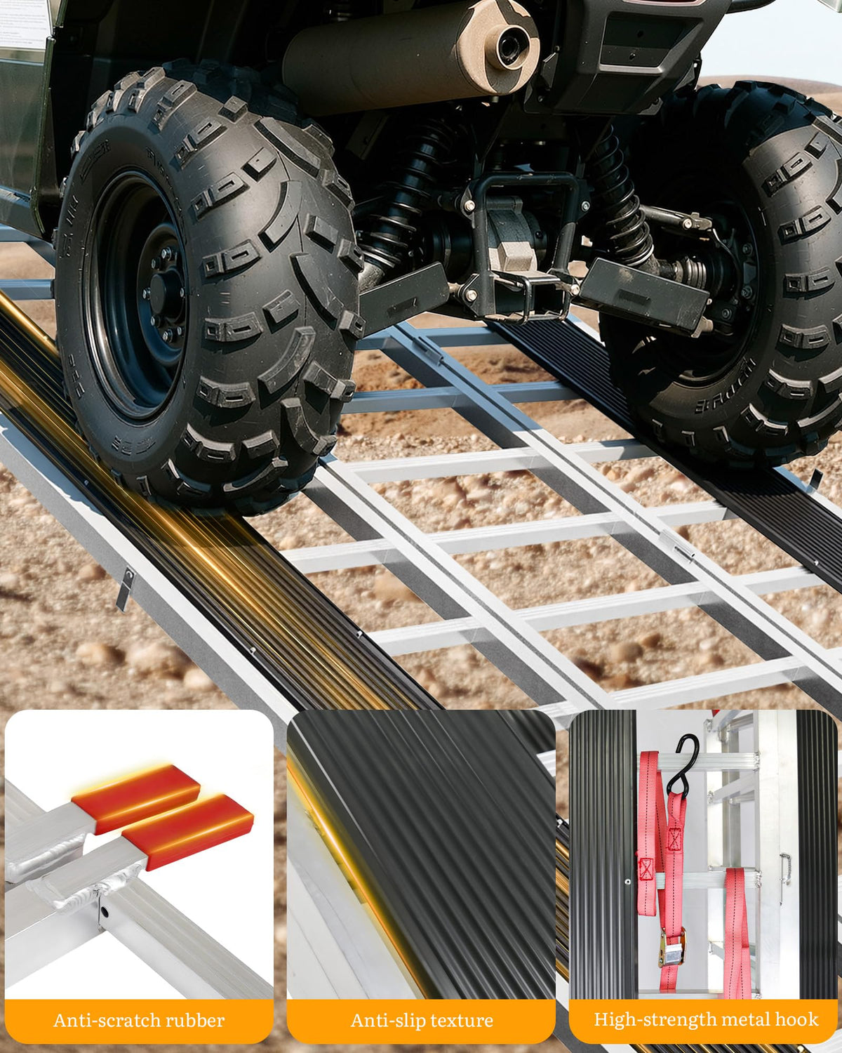VNN Door Threshold Ramp, Threshold Ramps for Doorways, Ideal Entry Handicap Ramp for Elderly Wheelchairs, Carts, Scooters and Walkers, 27.6" L * 37.4" W Door Ramp (Alloy Iron, 800LBS)