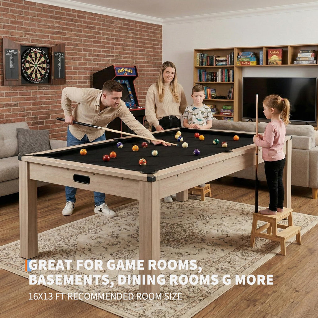 7 ft Pool Table Combo,3 in 1 Pool, Dining, & Table Tennis