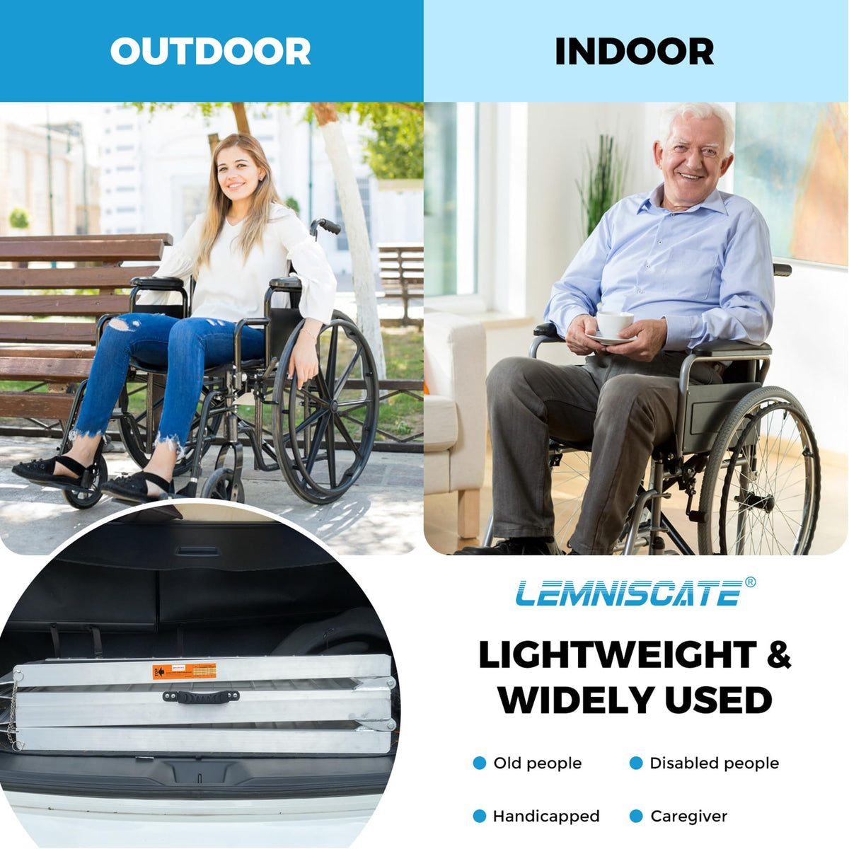 LEMNISCATE 2FT Portable Wheelchair Ramp Aluminum Non-Slip Handicap for Home