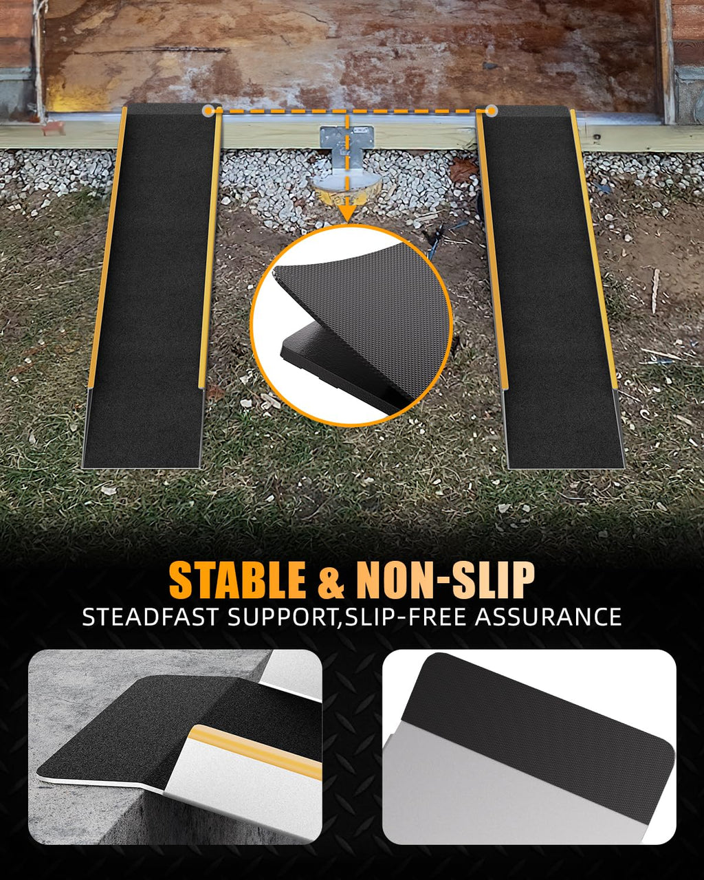 VNN Door Threshold Ramp, Threshold Ramps for Doorways, Ideal Entry Handicap Ramp for Elderly Wheelchairs, Carts, Scooters and Walkers, 27.6" L * 37.4" W Door Ramp (Alloy Iron, 800LBS)