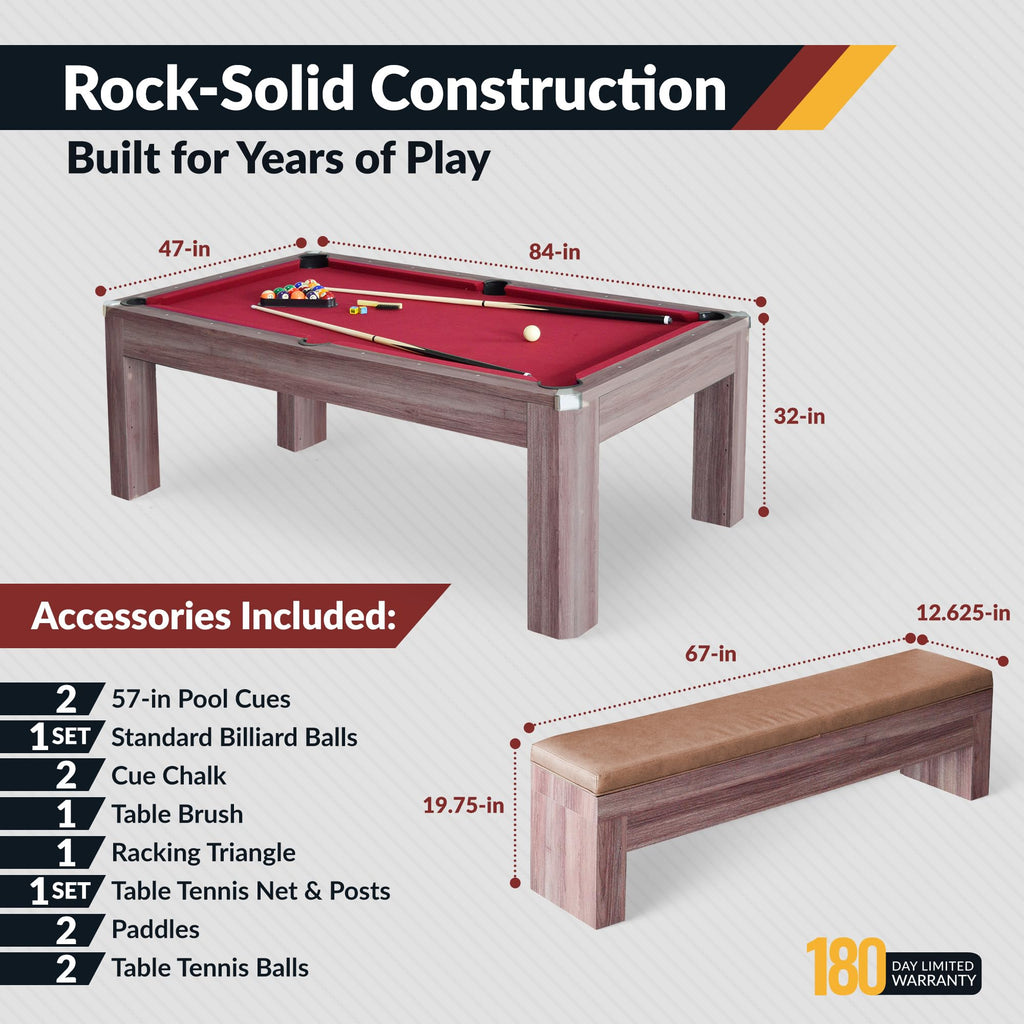 Hathaway Pool Table Combo Set with Benches