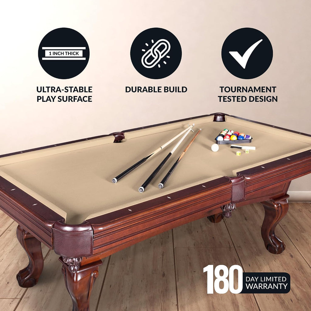 Hathaway Augusta 8 Ft Furniture Pool Table â Includes Cue Sticks, Billiard Balls â Classic Design Perfect for Family, Home, Dining, or Living Room