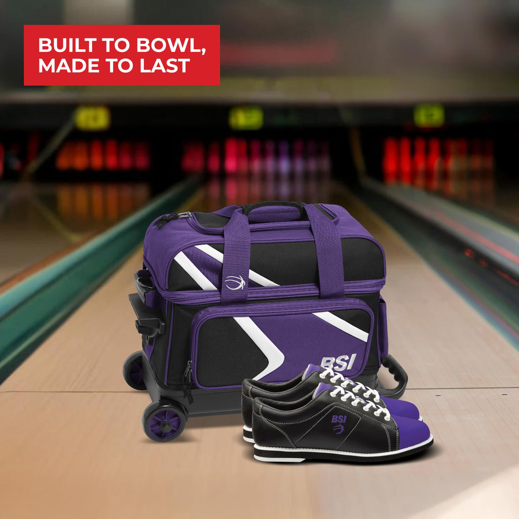 BSI Dash Roller Bowling Bag with Smooth Rolling Wheels, Padded Ball Compartment, Retractable Locking Handle, & Shoe Pocket