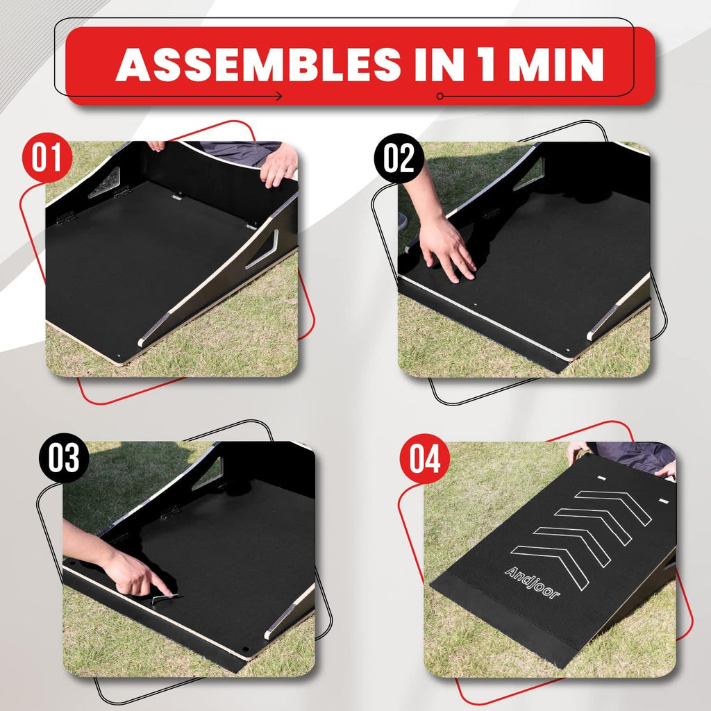 Kids Jumping Ramp for Skateboard, Bike, Scooter, BMX, RC Car and Dirt Bike, 34.37 in, Black