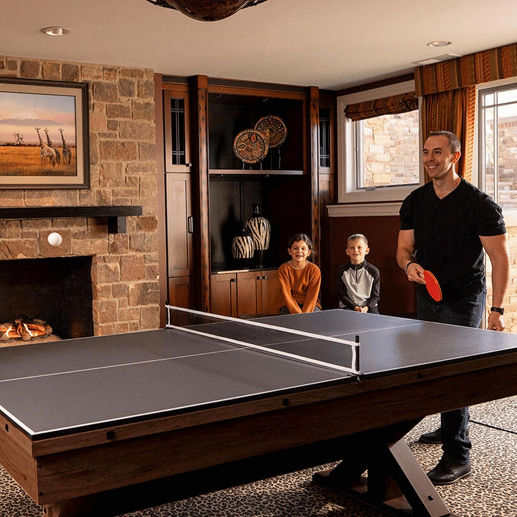 7-Foot 3-in-1 Multi-Game Pool Table, Table Tennis, Dining Top, with Benches
