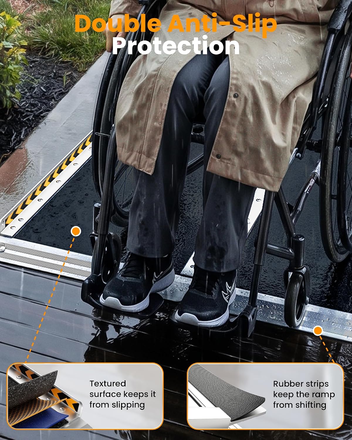 gardhom 10FT Aluminum Ramp for Wheelchair for Home Steps with Support Legs
