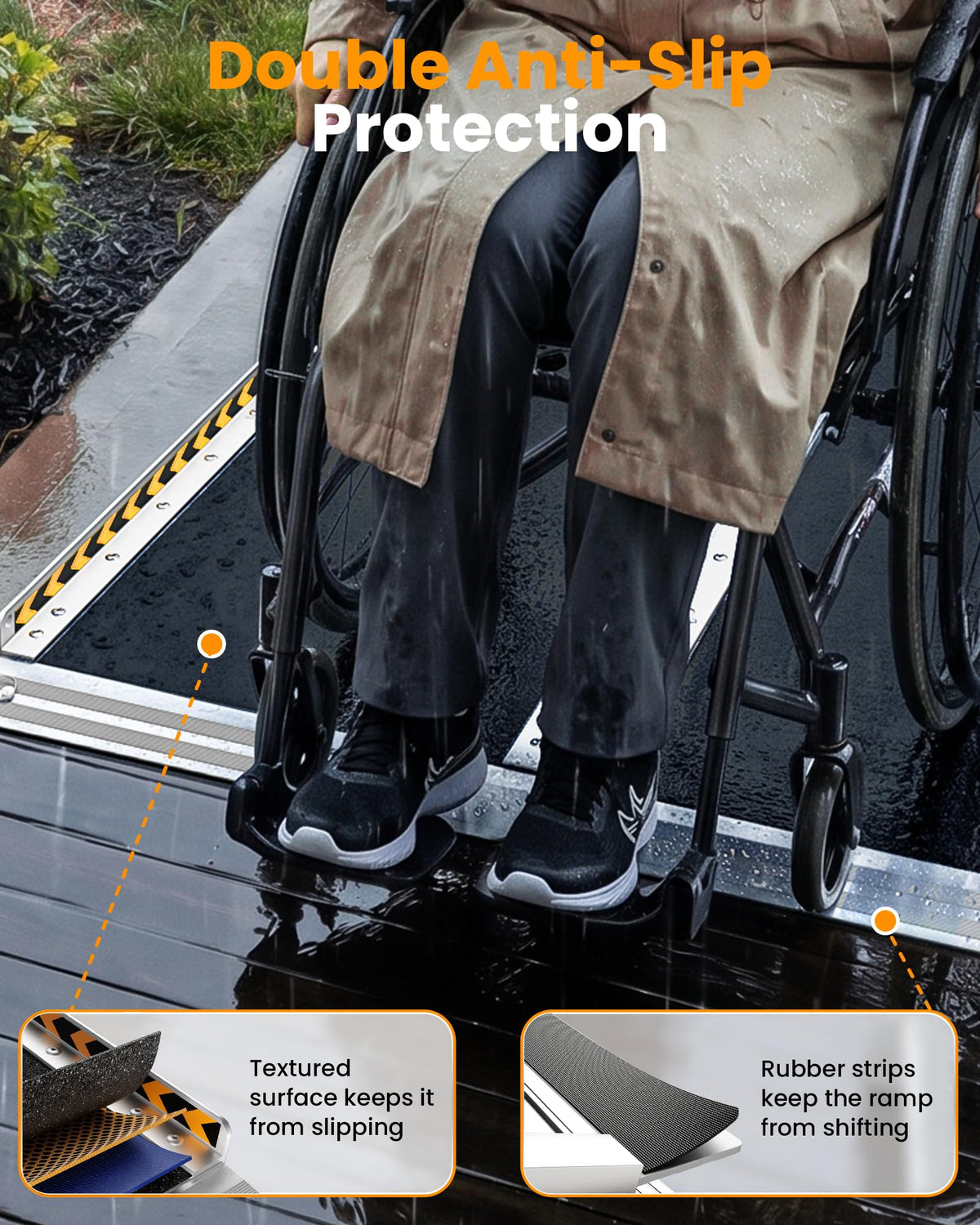 gardhom 10FT Aluminum Ramp for Wheelchair for Home Steps with Support Legs