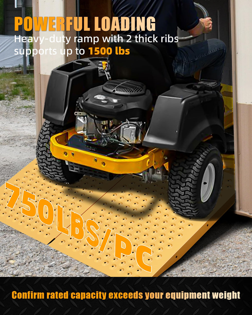 VNN 36" x 24" Shed Ramp for Riding Mower - 800 LB Capacity Shed Ramps, Anti-Slip Punch Plate Ramp for ATV, Motorcycles, Garages & Barns (1PC,Slivery, Alloy)