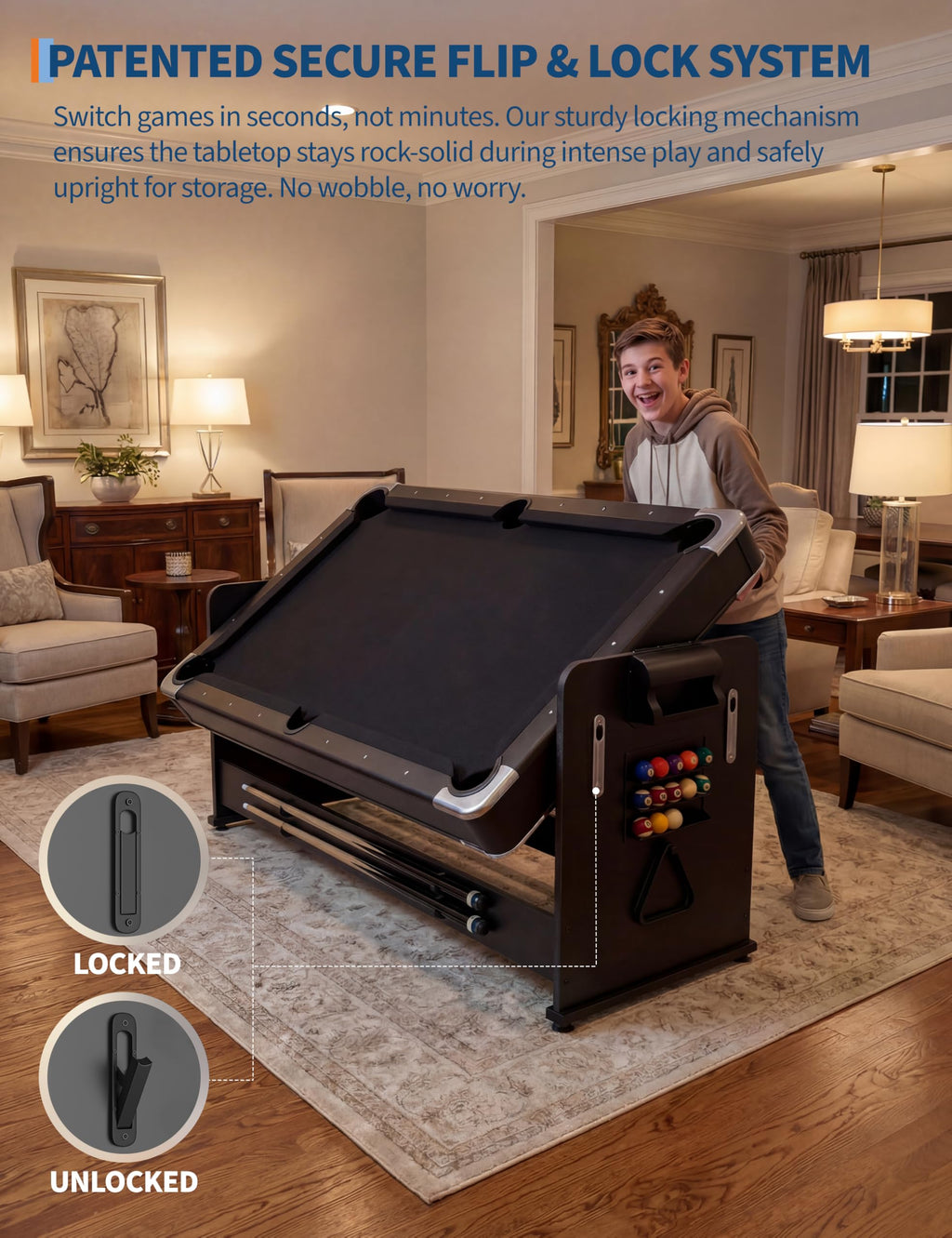 Garvee 7 ft 3-in-1 Game Table with Air Hockey, Billiards and Table Tennis