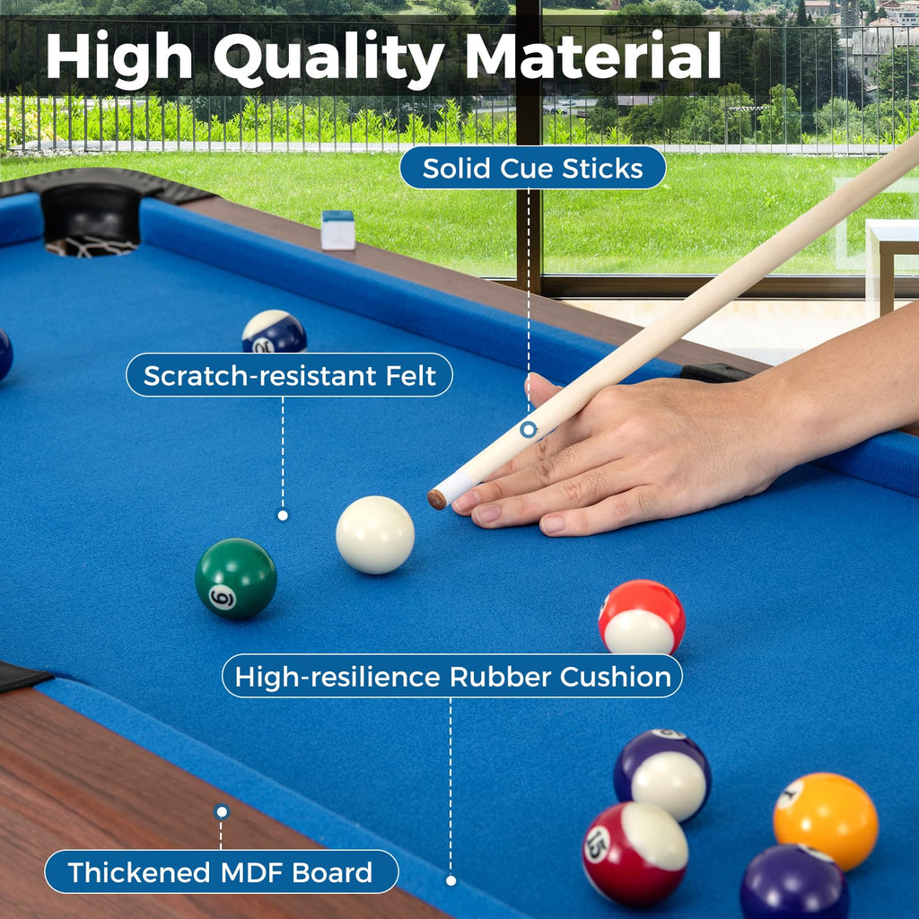 GYMAX Pool Table, 48 Inch Wooden Billiard Tables with 16 Balls, 2 Cue Sticks, 2 Chalks and Brush, Snooker Table Mini Pool Table for Kids, Family, Party