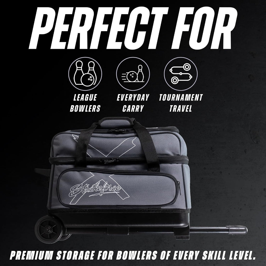 KR Strikeforce Hybrid X Double Roller Bowling Bag - Holds Two Balls, Shoes & Accessories