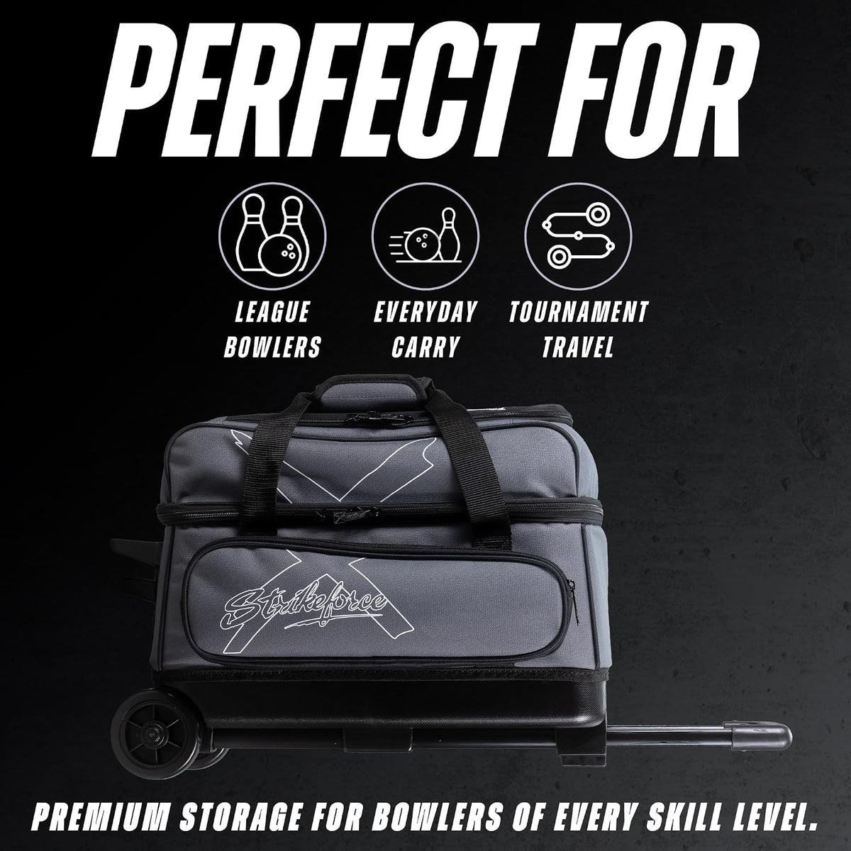 KR Strikeforce Hybrid X Double Roller Bowling Bag - Holds Two Balls, Shoes & Accessories