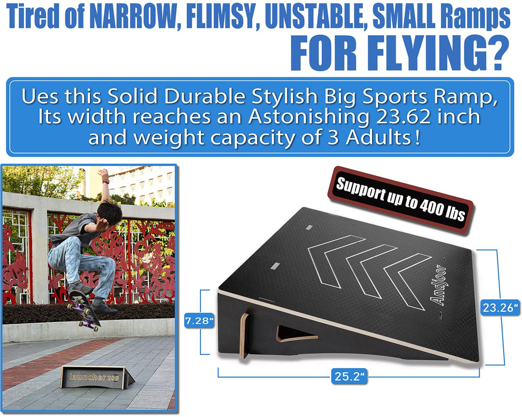Kids Jumping Ramp for Skateboard, Bike, Scooter, BMX, RC Car and Dirt Bike, 34.37 in, Black