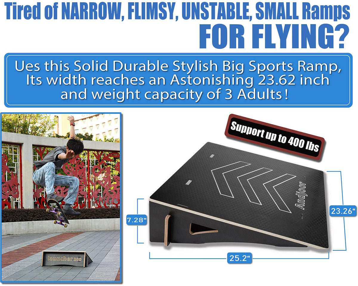 Kids Jumping Ramp for Skateboard, Bike, Scooter, BMX, RC Car and Dirt Bike, 34.37 in, Black