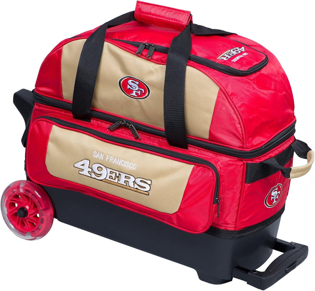 KR Strikeforce NFL San Francisco 49ers Two Ball Bowling Roller Bag