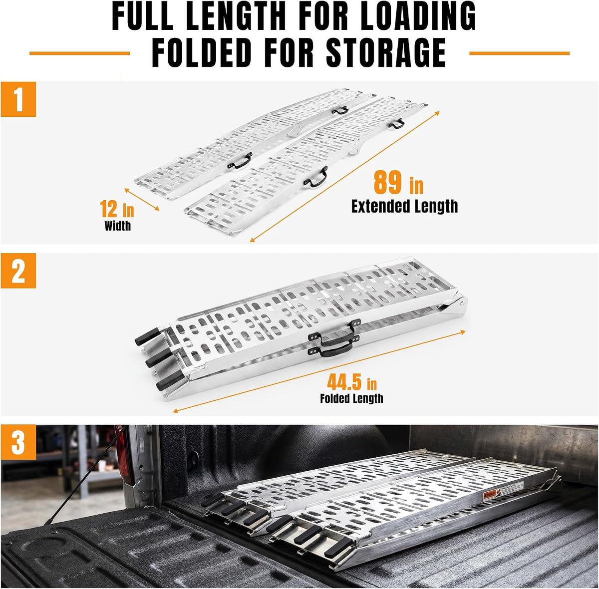 Loading Ramps for Pickup Trucks, 7.5 ft Aluminum ATV Ramps, 2 Pack