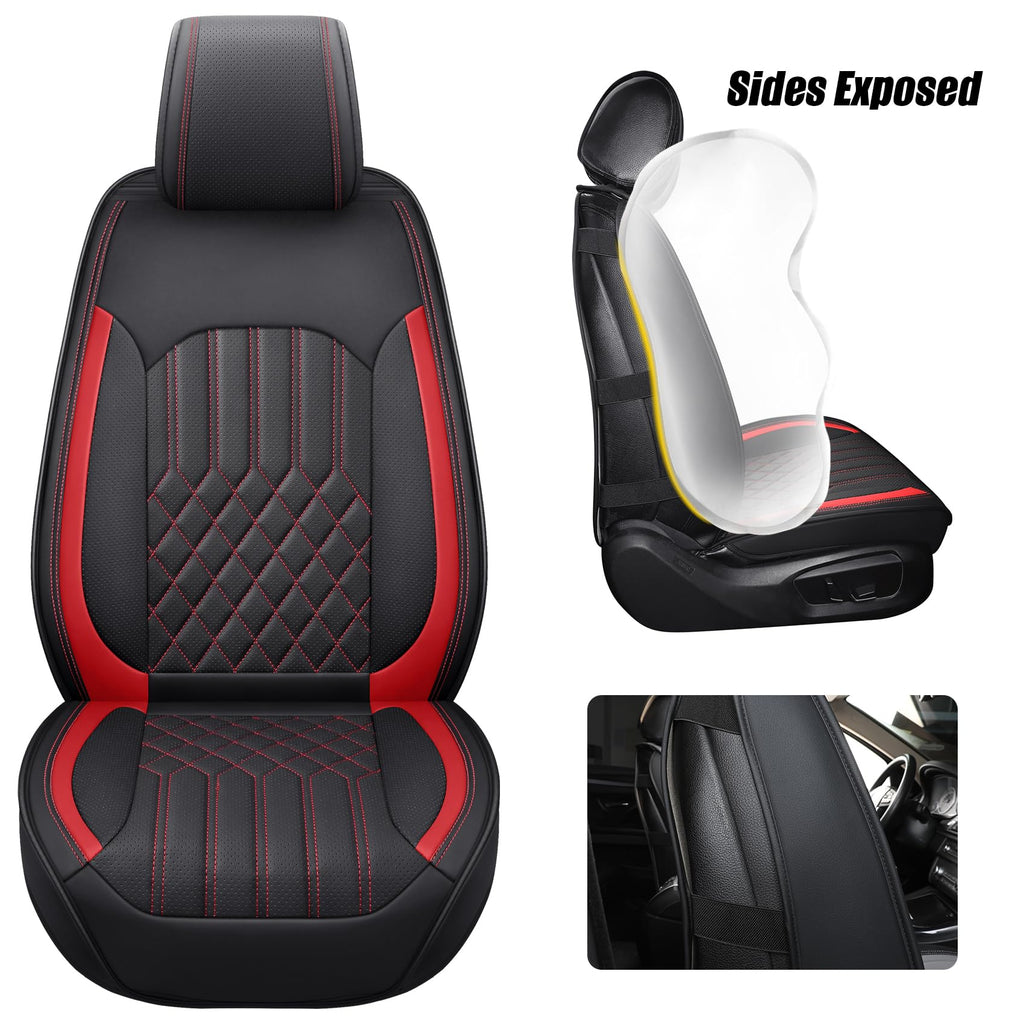 Tomatoman Car Seat Covers Compatible with Chevrolet Bolt EV EUV Faux Waterproof Leather Dustproof Safety Airbag Compatible(2PCS Front/Black Gold)