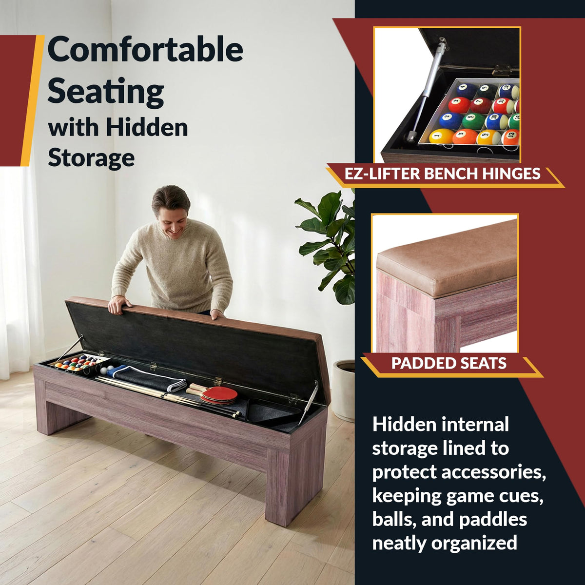 Hathaway Pool Table Combo Set with Benches
