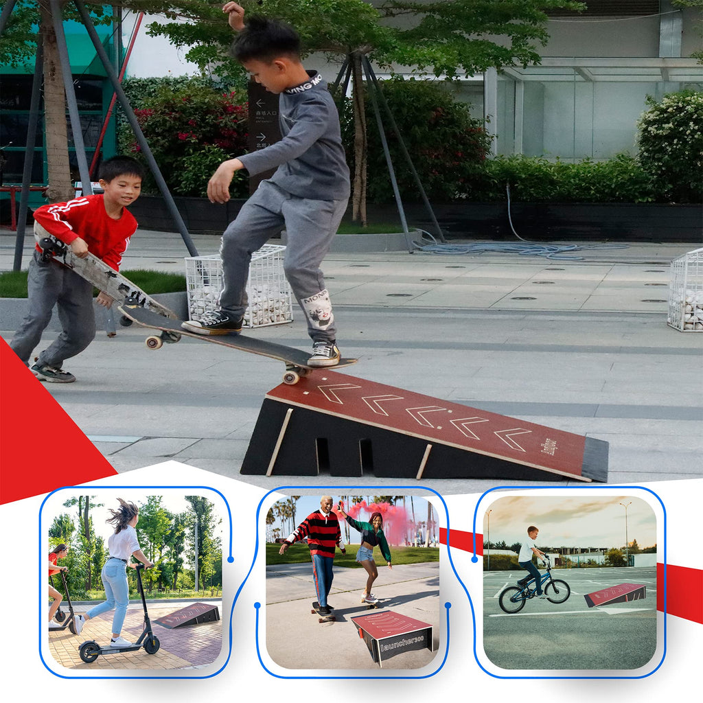 Kids Jumping Ramp for Skateboard, Bike, Scooter, BMX, RC Car and Dirt Bike, 34.37 in, Black