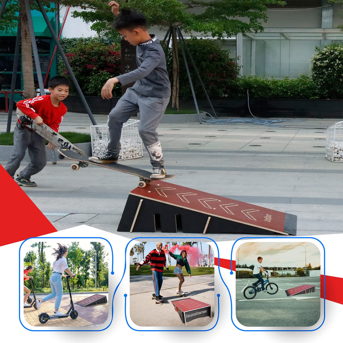 Kids Jumping Ramp for Skateboard, Bike, Scooter, BMX, RC Car and Dirt Bike, 34.37 in, Black