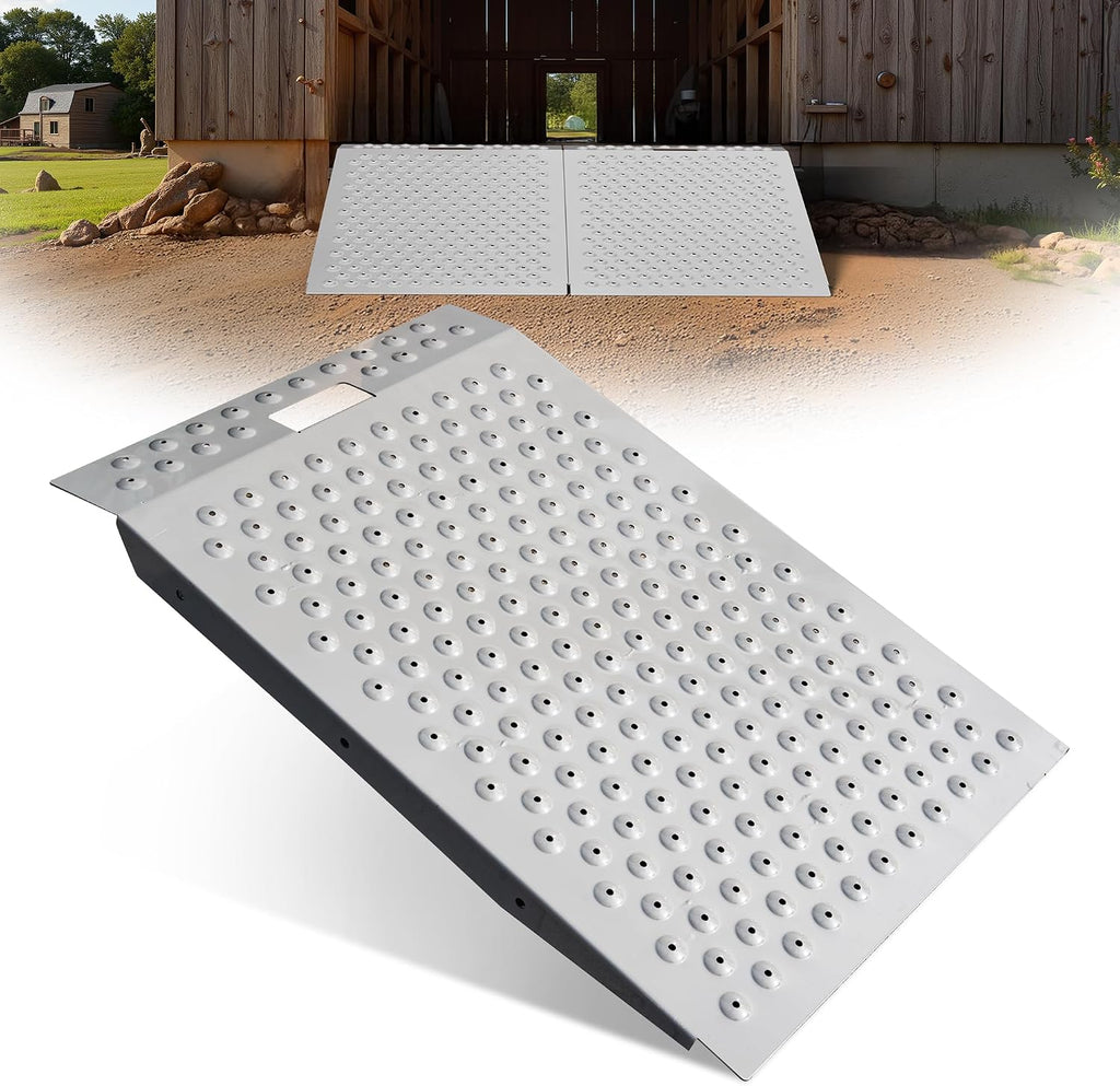 VNN 36" x 24" Shed Ramp for Riding Mower - 800 LB Capacity Shed Ramps, Anti-Slip Punch Plate Ramp for ATV, Motorcycles, Garages & Barns (1PC,Slivery, Alloy)