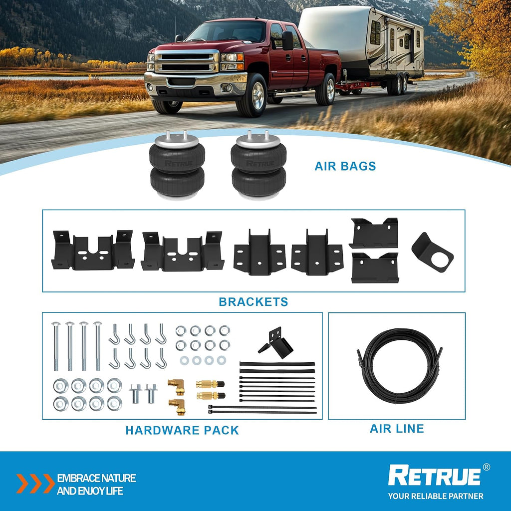 RETRUE Rear Air Bags Suspension Kit for Silverado Sierra 1500HD 2500