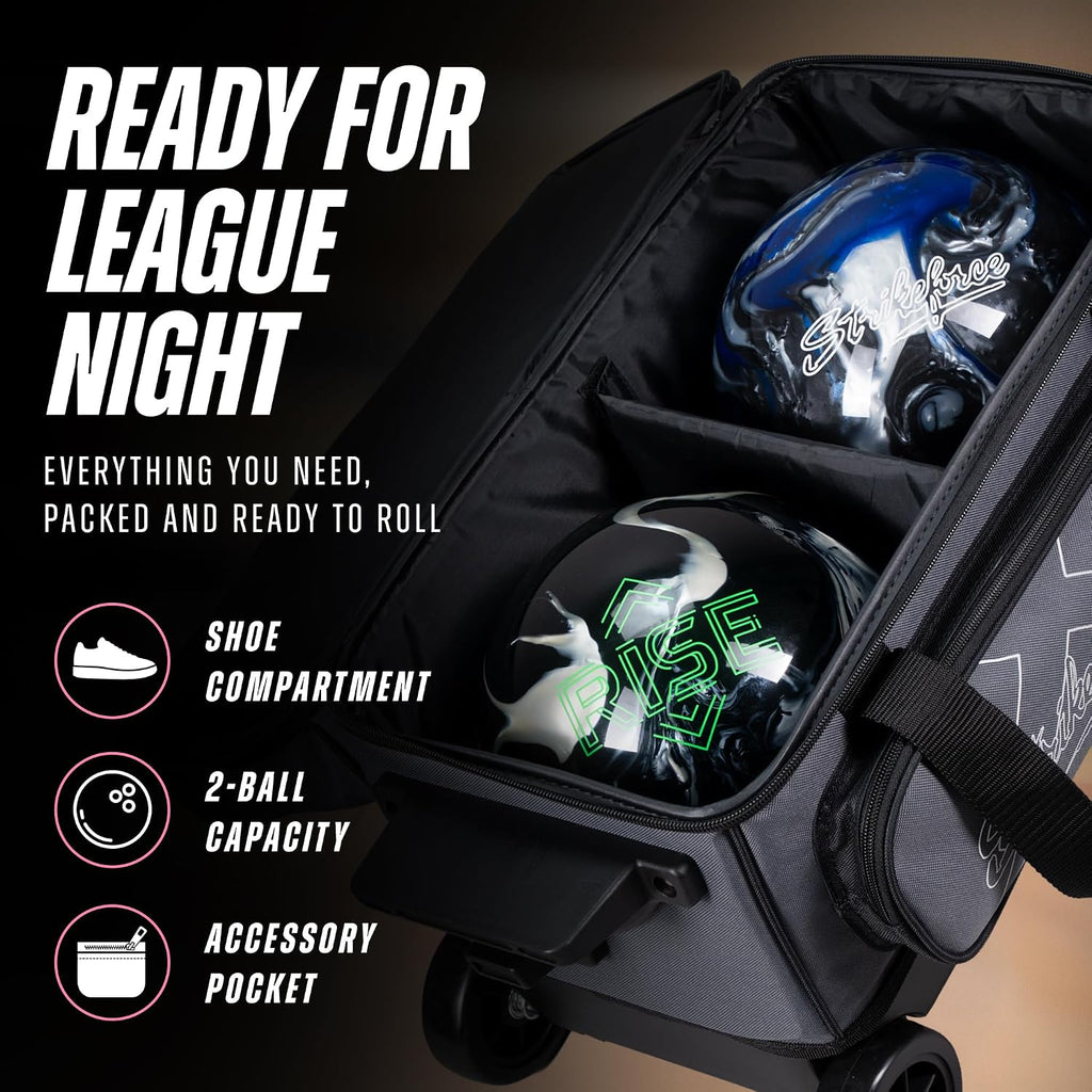 KR Strikeforce Hybrid X Double Roller Bowling Bag - Holds Two Balls, Shoes & Accessories