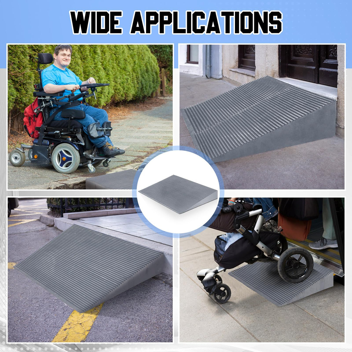 EVA Foam Threshold Ramp for Wheelchair, Black, 36" L X 28" w X 5" h
