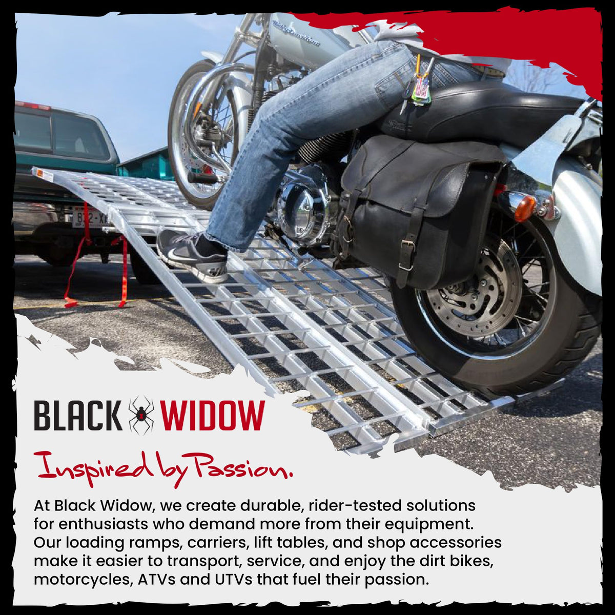 Black Widow Aluminum Punch-Plate Bi-Fold ATV Ramp, 1,500 lb, 71.25" x 44"
