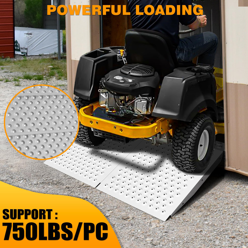 VNN 36" x 24" Shed Ramp for Riding Mower - 800 LB Capacity Shed Ramps, Anti-Slip Punch Plate Ramp for ATV, Motorcycles, Garages & Barns (1PC,Slivery, Alloy)