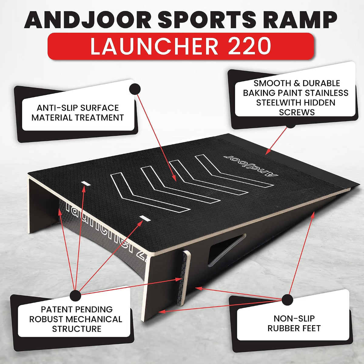 Kids Jumping Ramp for Skateboard, Bike, Scooter, BMX, RC Car and Dirt Bike, 34.37 in, Black