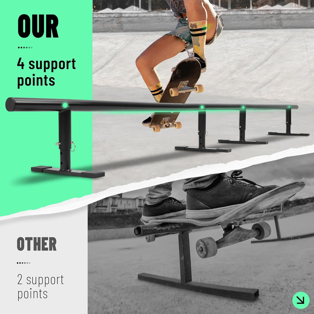 98.8" Round Skate Rail for Skateboards, Scooters & Inline Skates -