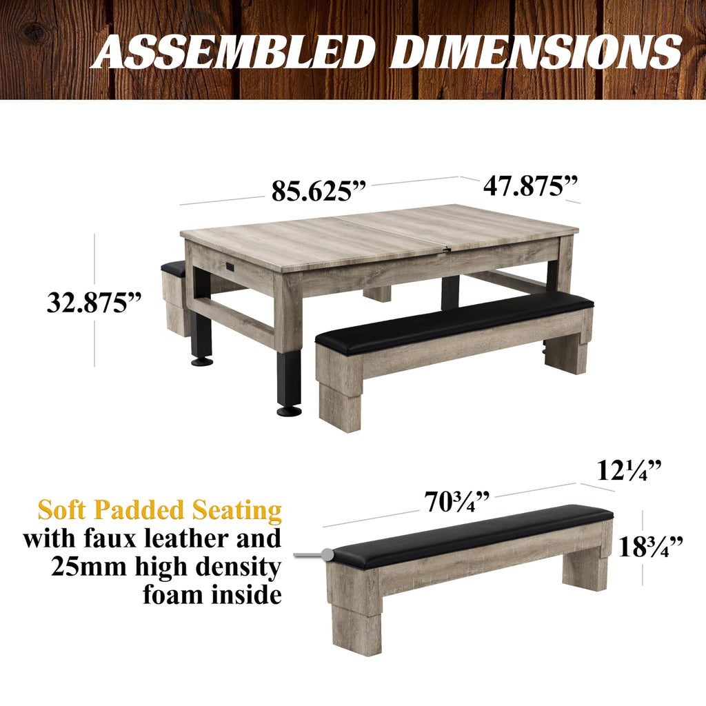 Barrington Billiards 7Ft. Combo Table 3-in-1 Pool Table, Dining & Ping Pong