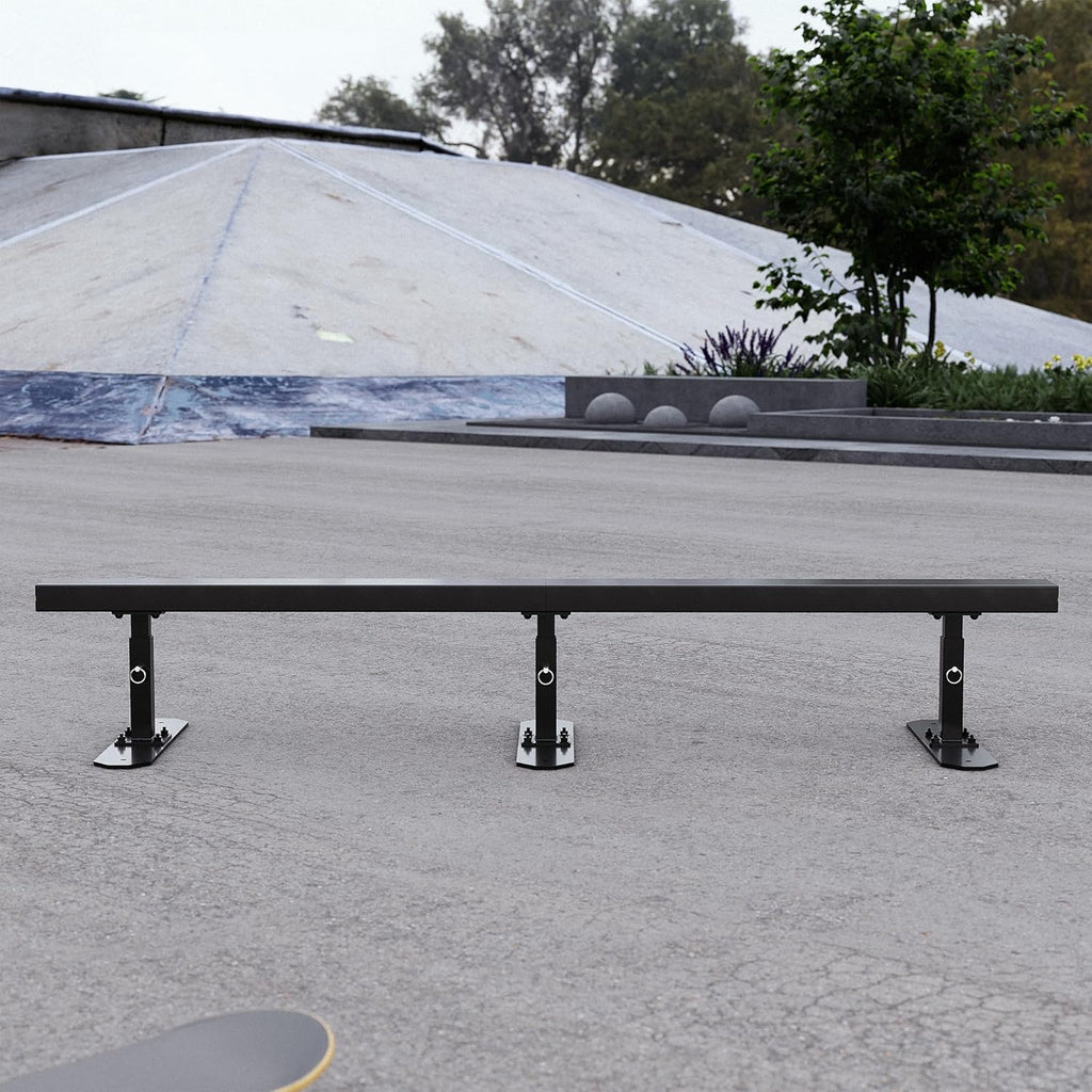 KUAFU 6ft Long Flat Bar Skate Rail, Portable Skateboard Ramp Grind Rail,
