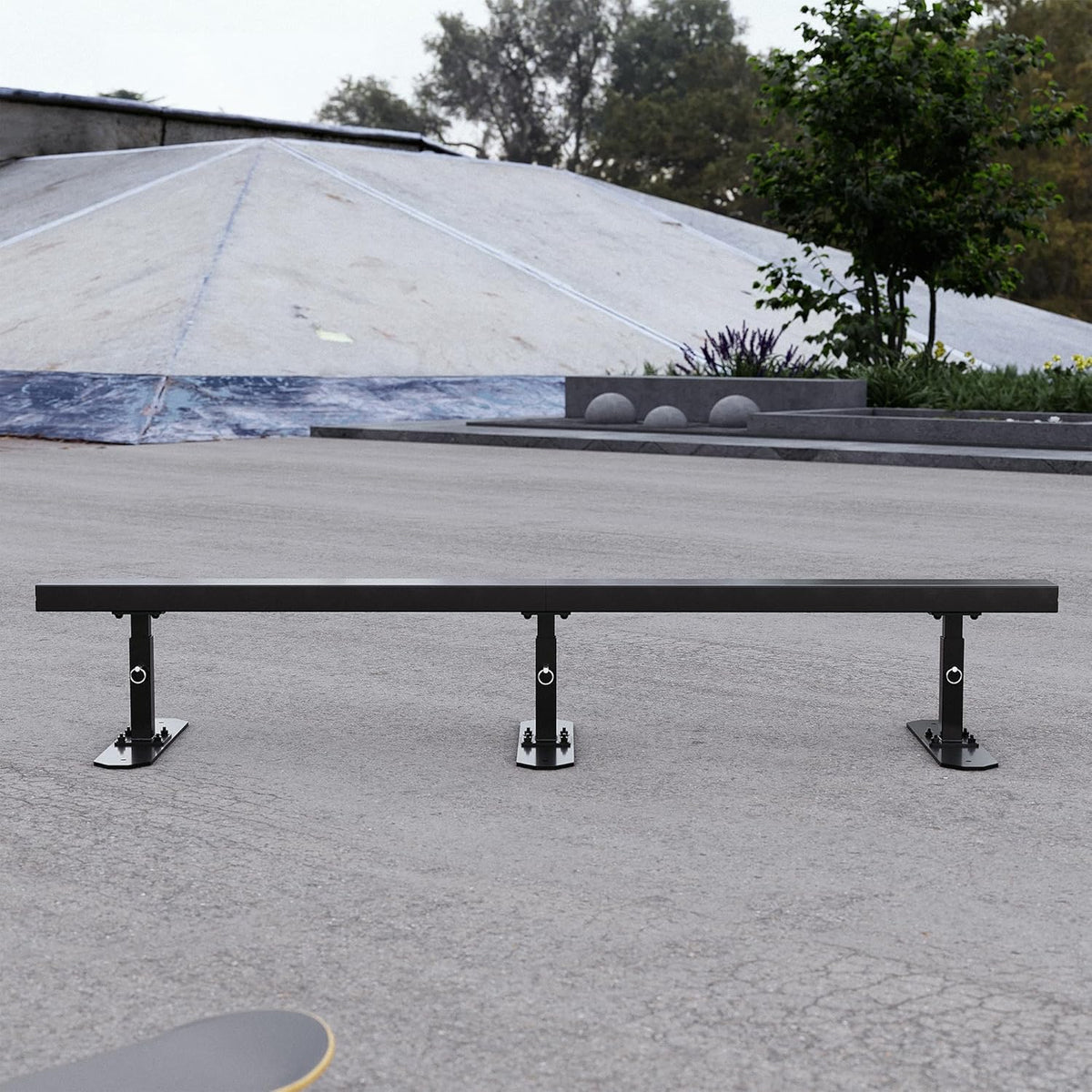 KUAFU 6ft Long Flat Bar Skate Rail, Portable Skateboard Ramp Grind Rail,