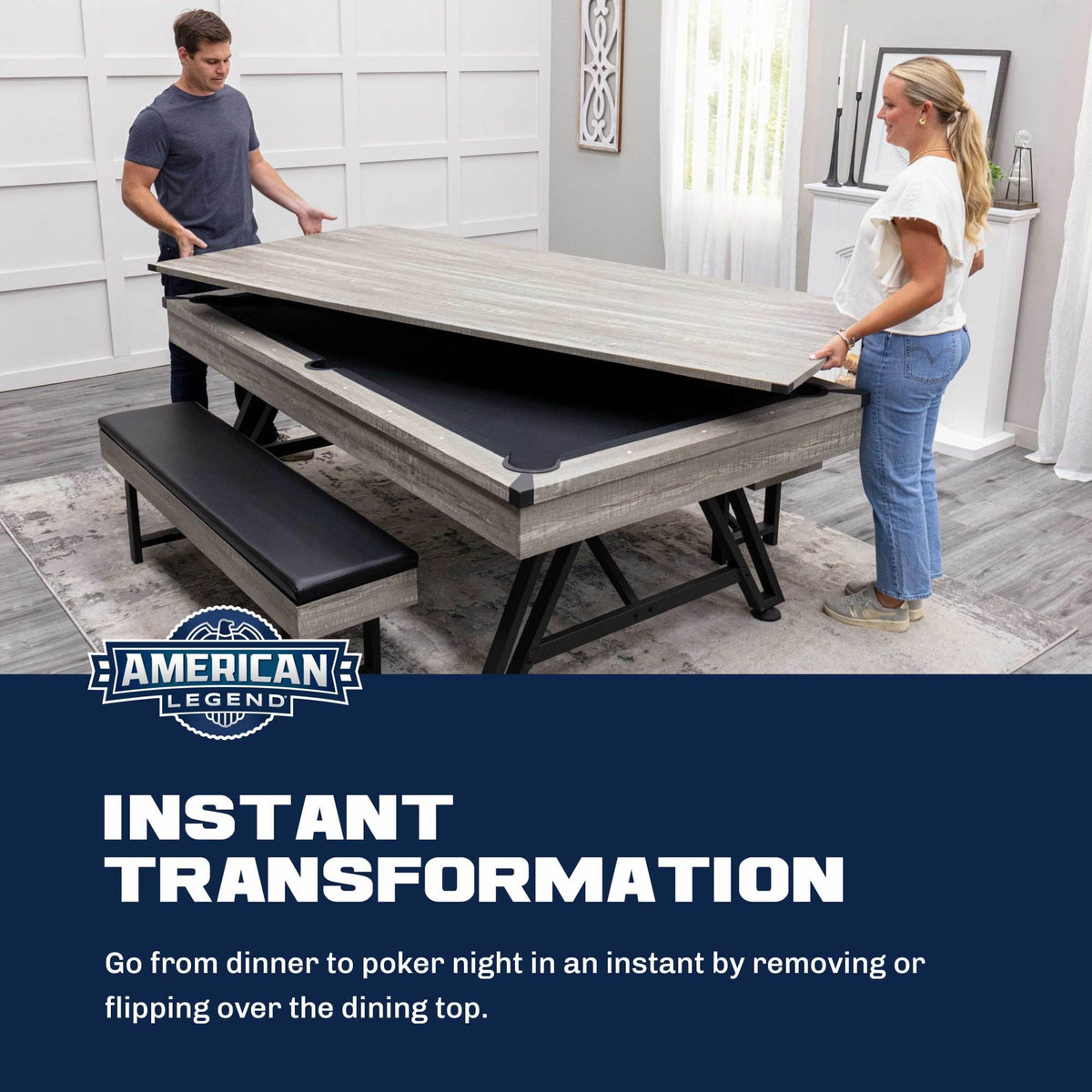 American Legend Billiard Table with Rustic Wood Finish
