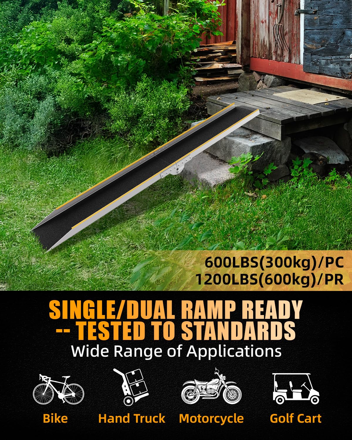 VNN Door Threshold Ramp, Threshold Ramps for Doorways, Ideal Entry Handicap Ramp for Elderly Wheelchairs, Carts, Scooters and Walkers, 27.6" L * 37.4" W Door Ramp (Alloy Iron, 800LBS)