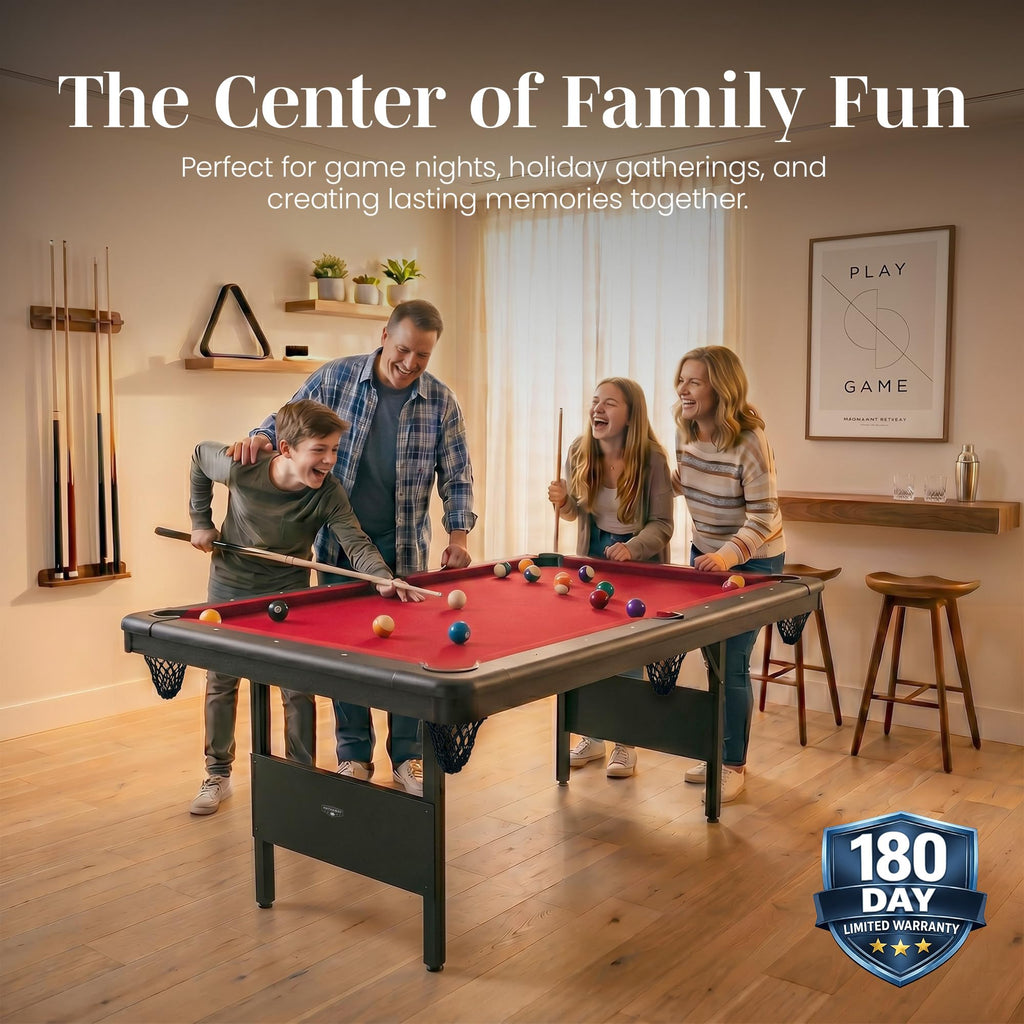 Hathaway Fairmont Folding Pool Table for Family & Home Use Includes Full Set of Billiard Balls, Cues, Chalk, Triangle and Carrying Bag, Portable Space-Saving Table
