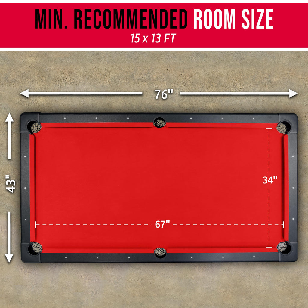 GoSports 6, 7, or 8 ft Portable Billiards Tables - No Assembly, Includes Set of Balls, 2 Cue Sticks, Chalk, Felt Brush