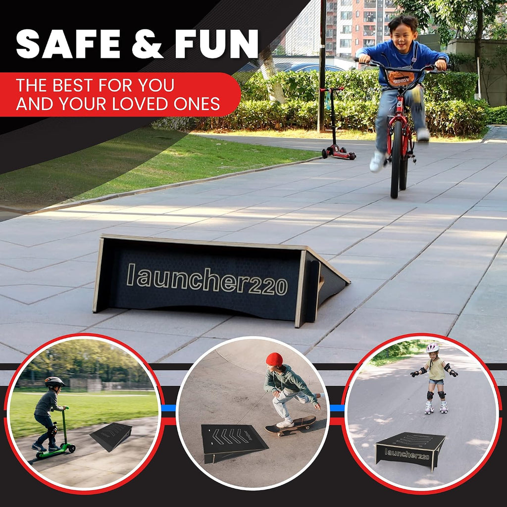 Kids Jumping Ramp for Skateboard, Bike, Scooter, BMX, RC Car and Dirt Bike, 34.37 in, Black